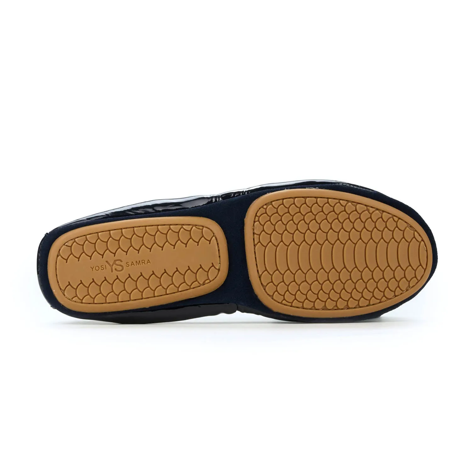 Samara Foldable Ballet Flat in Deep Navy Patent